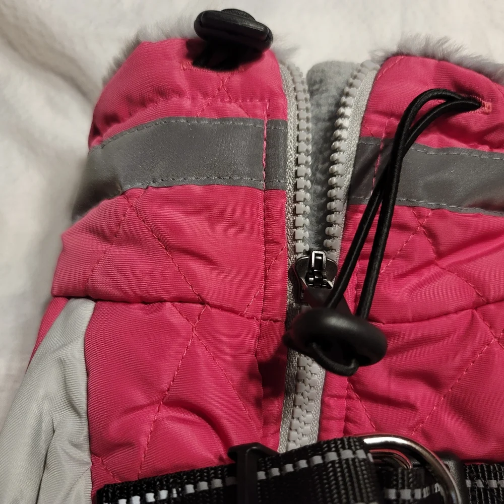 Nwot. Never Used.   Dog Parka Fuzzy Cozy Dog Jacket Pink Medium - Picture 3 of 15